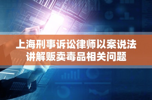上海刑事诉讼律师以案说法讲解贩卖毒品相关问题
