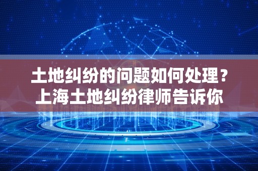 土地纠纷的问题如何处理？上海土地纠纷律师告诉你