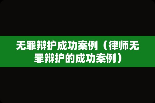 无罪辩护成功案例（律师无罪辩护的成功案例）