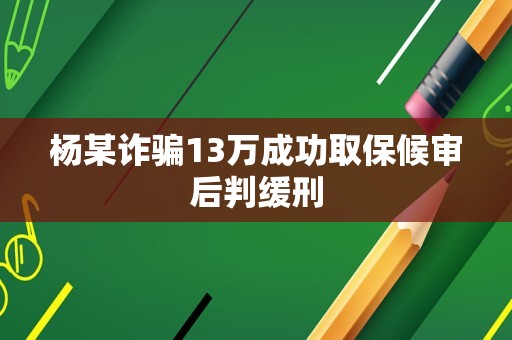 杨某诈骗13万成功取保候审后判缓刑