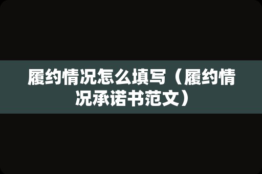 履约情况怎么填写（履约情况承诺书范文）