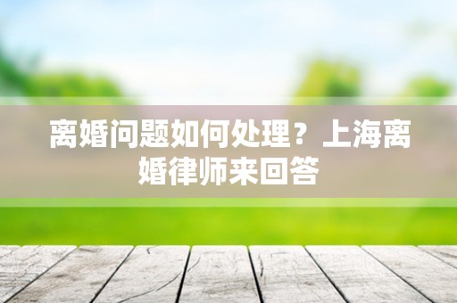 离婚问题如何处理？上海离婚律师来回答