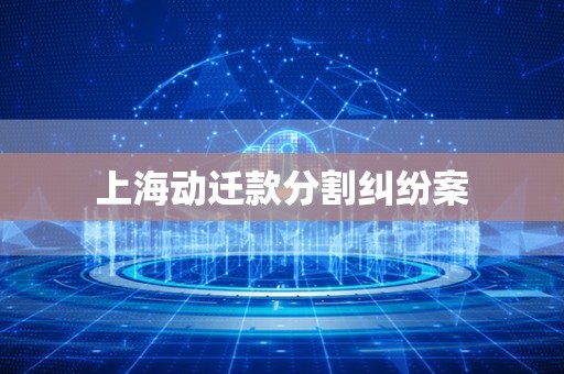 上海动迁款分割纠纷案