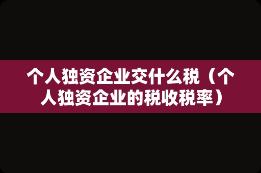 个人独资企业交什么税（个人独资企业的税收税率）