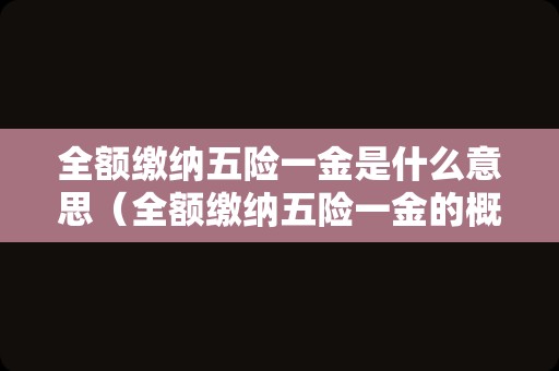 全额缴纳五险一金是什么意思（全额缴纳五险一金的概念）