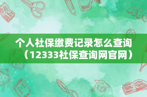 个人社保缴费记录怎么查询（12333社保查询网官网）