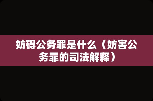 妨碍公务罪是什么（妨害公务罪的司法解释）