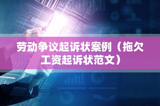 劳动争议起诉状案例（拖欠工资起诉状范文）