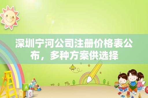 深圳宁河公司注册价格表公布，多种方案供选择