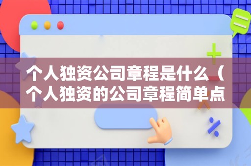 个人独资公司章程是什么（个人独资的公司章程简单点）