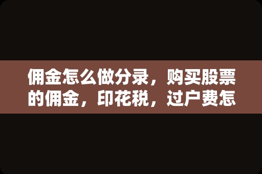 佣金怎么做分录，购买股票的佣金，印花税，过户费怎么做会计分录？