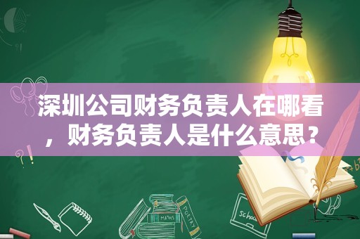 深圳公司财务负责人在哪看，财务负责人是什么意思？