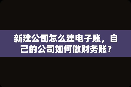 新建公司怎么建电子账，自己的公司如何做财务账？
