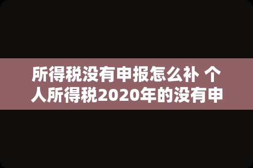所得税没有申报怎么补 个人所得税2020年的没有申报怎么办？