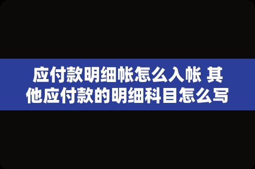 应付款明细帐怎么入帐 其他应付款的明细科目怎么写？