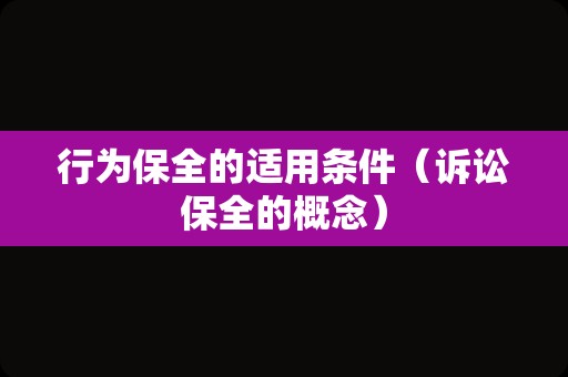 行为保全的适用条件（诉讼保全的概念）