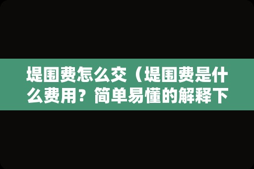 堤围费怎么交（堤围费是什么费用？简单易懂的解释下，为什么要交。谢谢？）