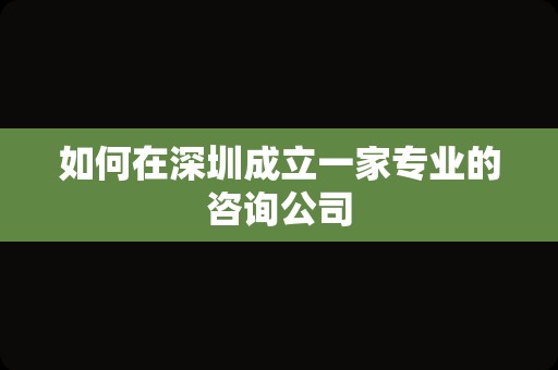 如何在深圳成立一家专业的咨询公司