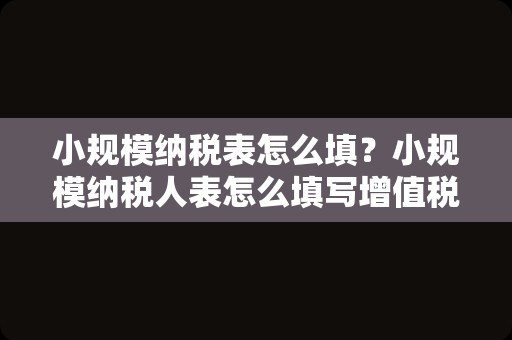 小规模纳税表怎么填？小规模纳税人表怎么填写增值税纳税申报？